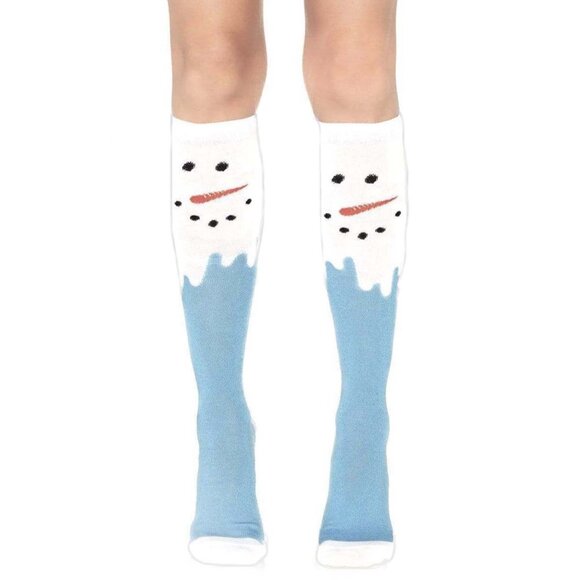 Snow Man Socks Womens One Size OS Festive Holiday Costume Hosiery - Picture 7 of 7